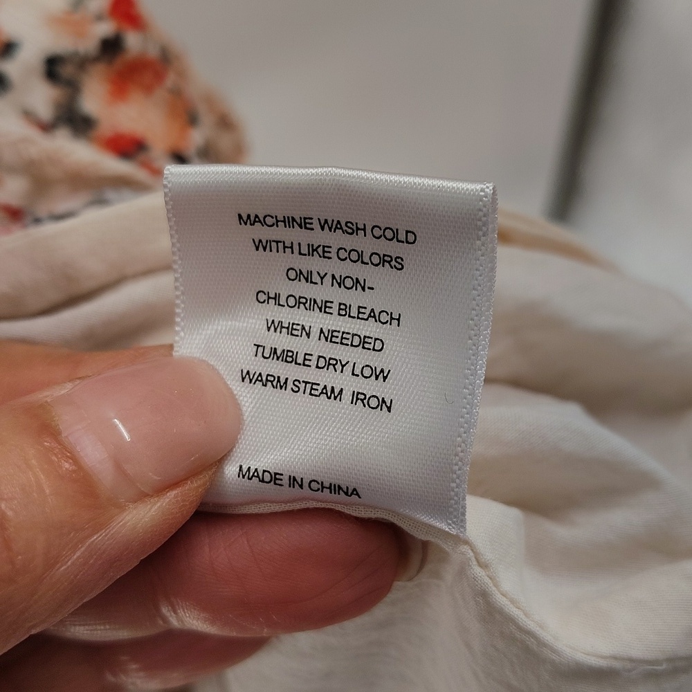 A Loves A Floral Print Belted Dress Cream Size Medium Side Pockets Cotton - Picture 9 of 9